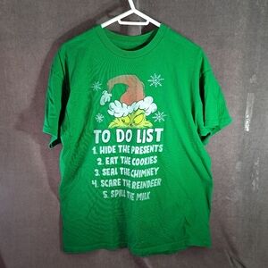 Dr. Seuss The Grinch To Do List Humourous Green Graphic Tee VG- XL